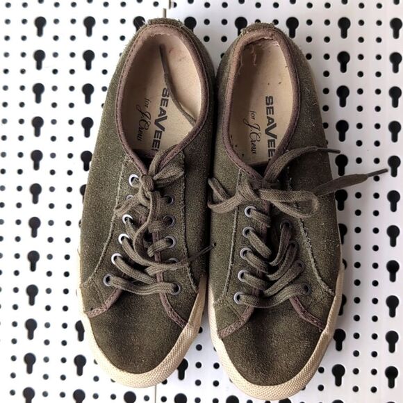 Jcrew olive suede vintage seaVees for JCrew sneakers size 6 - Picture 3 of 10